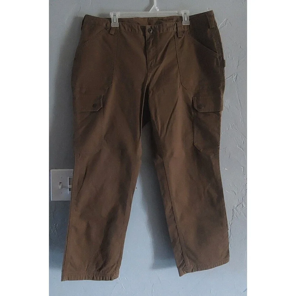 Duluth Trading Flex Fire Hose Slim Leg Cargo Pants Brown 18x29 Curvesetter Waist